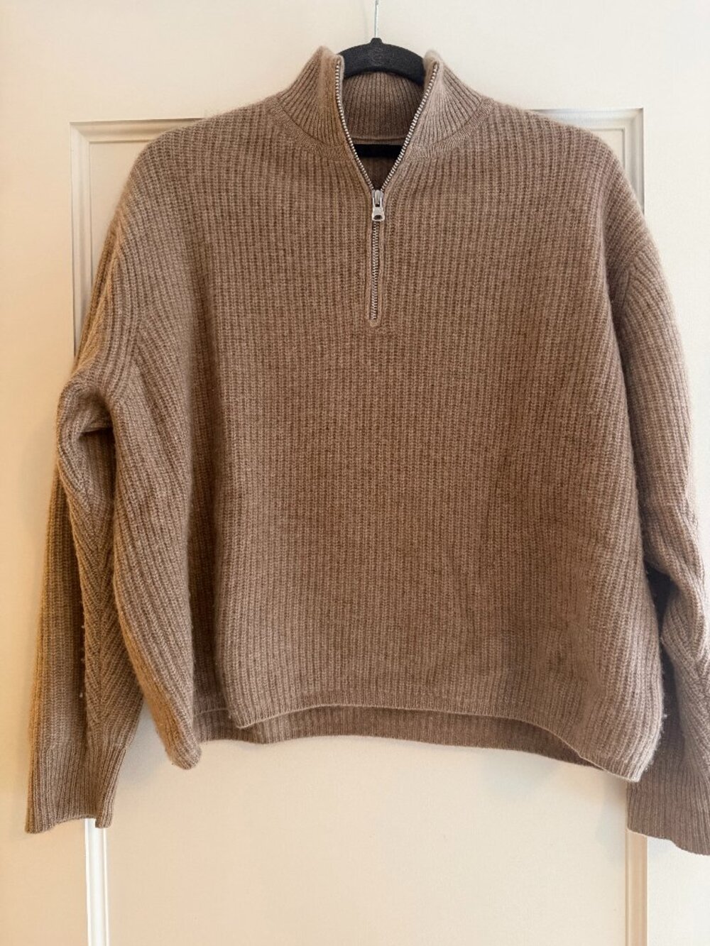 Jenni Kayne Cashmere Half Zip Undyed Stone